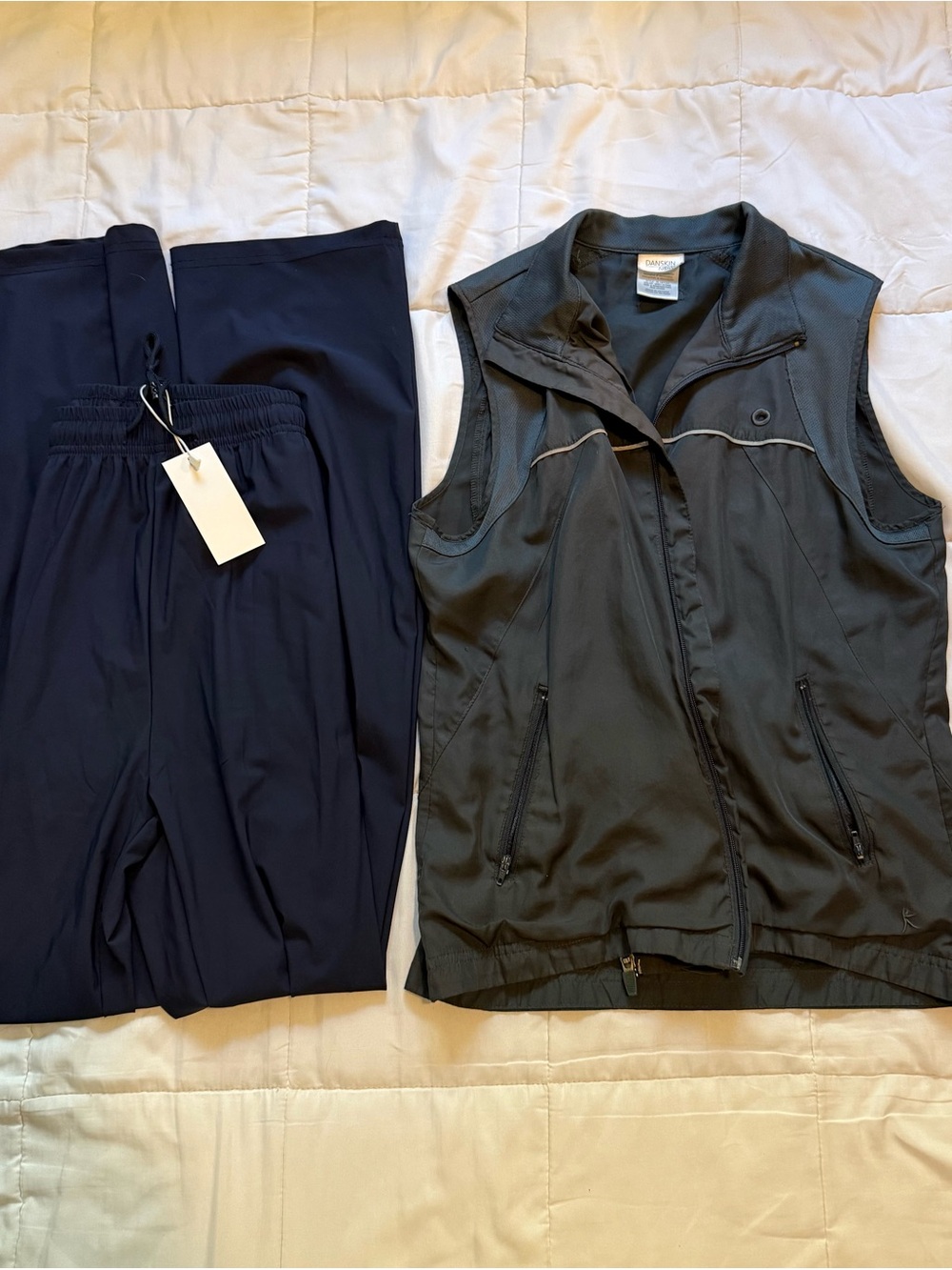 Danskin bundle Navy Track Pants with Black Active Vest